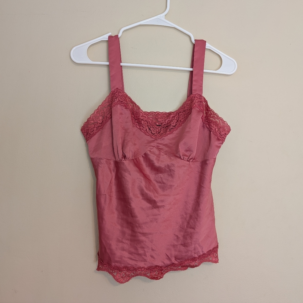 Nicole by Nicole Miller Lace Rose Satin Camisole Size Medium Y2K Fairy Intimates